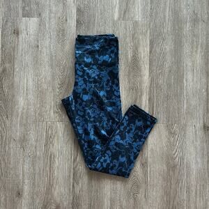 ZYIA Blue Kauai Floral Light N Tight Hi Rise 7/8 Leggings Size 4 Compression